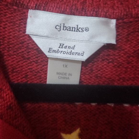 CJ Banks Christmas/Winter Sweater Red Size 1X - Picture 6 of 6